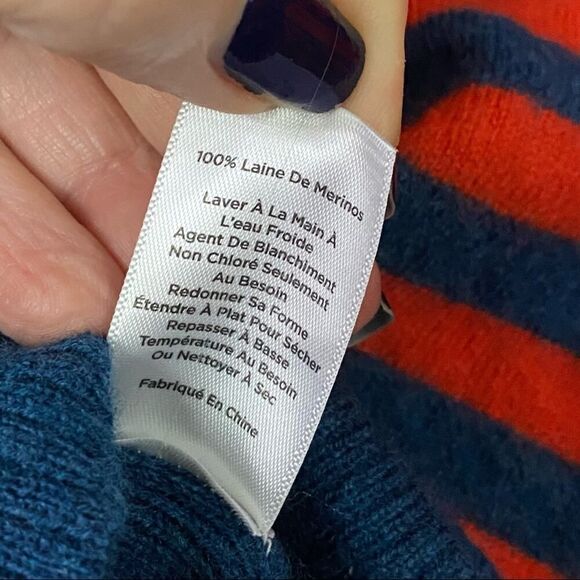 Talbots Marino Wool Striped Sweater Size Medium - Picture 7 of 7